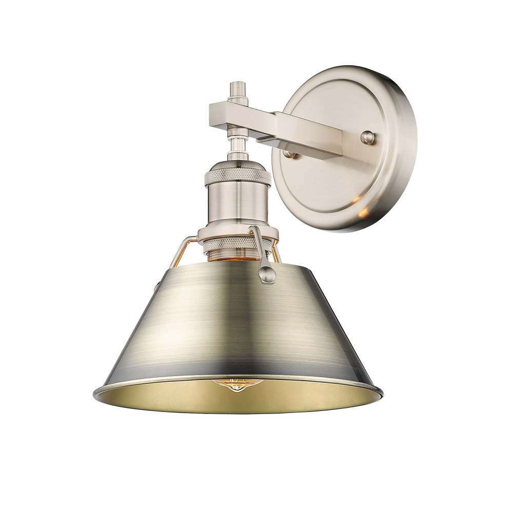 Yep by Golden Lighting Orwell 1-light Vanity in Pewter and Aged Brass shade